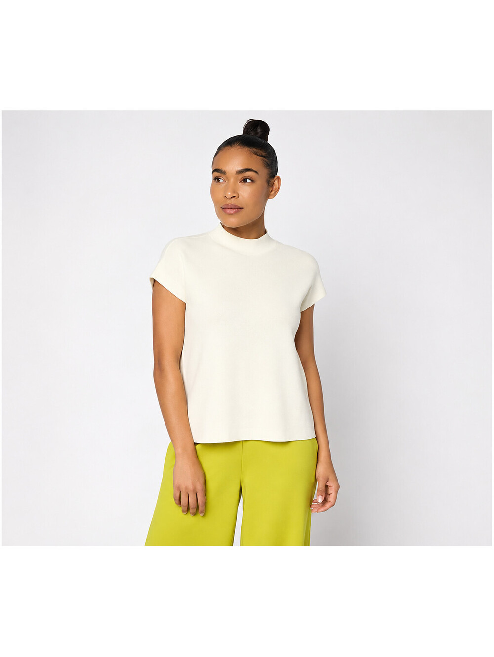 Carla Rockmore Collection Mock Neck Dolman Sweater Ivory, X-Small